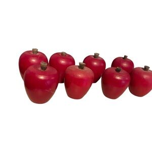 8  Mini Faux Decorative Display Wooden Apples Realistic Decor Size 1/4” Vtg